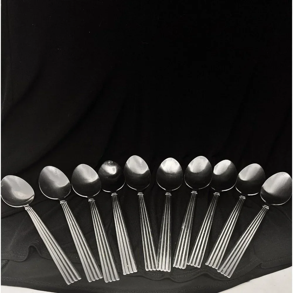 Cambridge Flatware Stainless Ribbed Ridges‎ Soup Spoon Set of 10